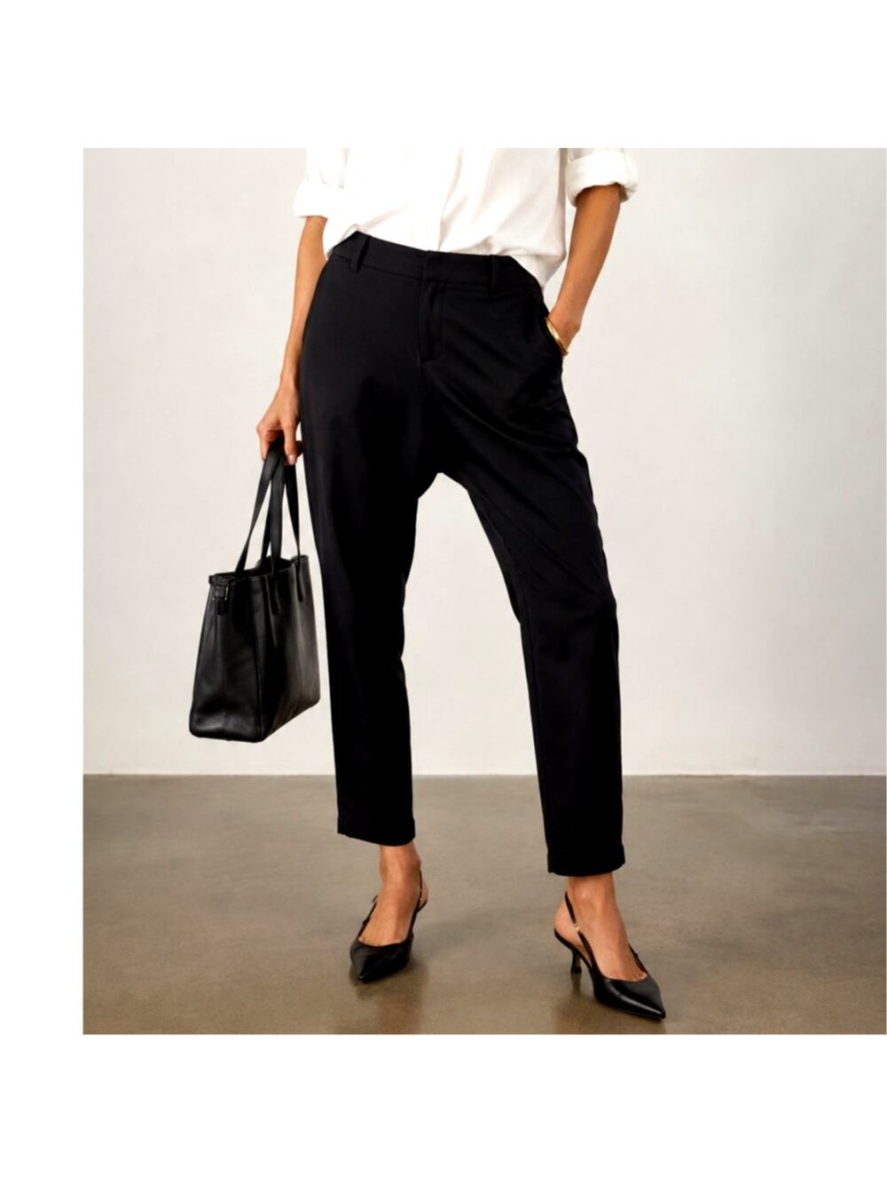 Nili Lotan 2 Paris Dress Pants $490 Drop Crotch Slouchy Cropped Jet Black NWT